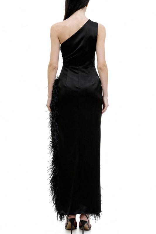 Volcanic Black One-Shoulder Dress