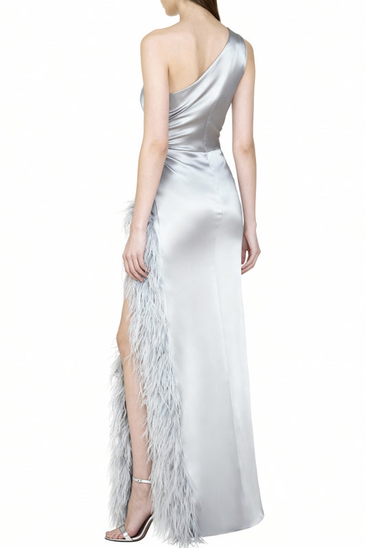 Ice Silver One-Shoulder Dress