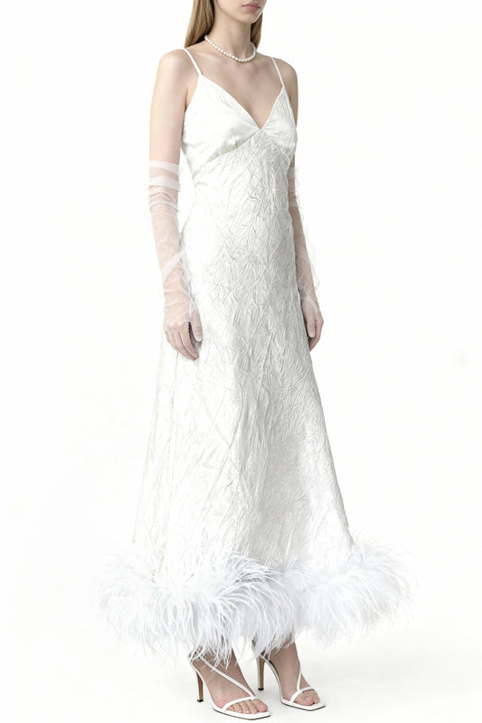 Textured White Slip Dress