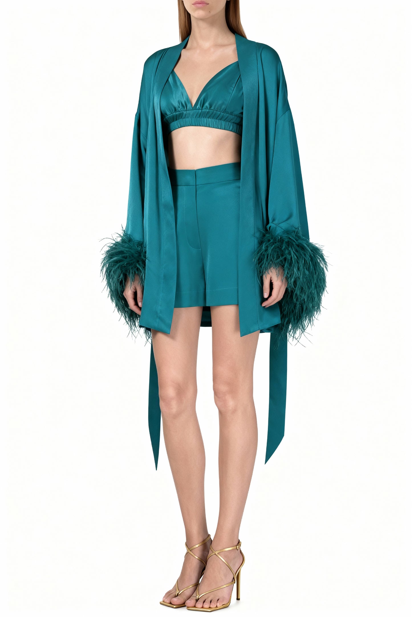 Lagoon Teal Kimono and Shorts Set