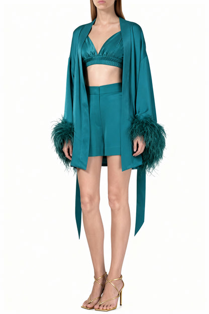 Lagoon Teal Kimono and Shorts Set