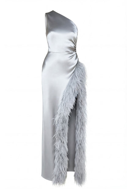 Ice Silver One-Shoulder Dress
