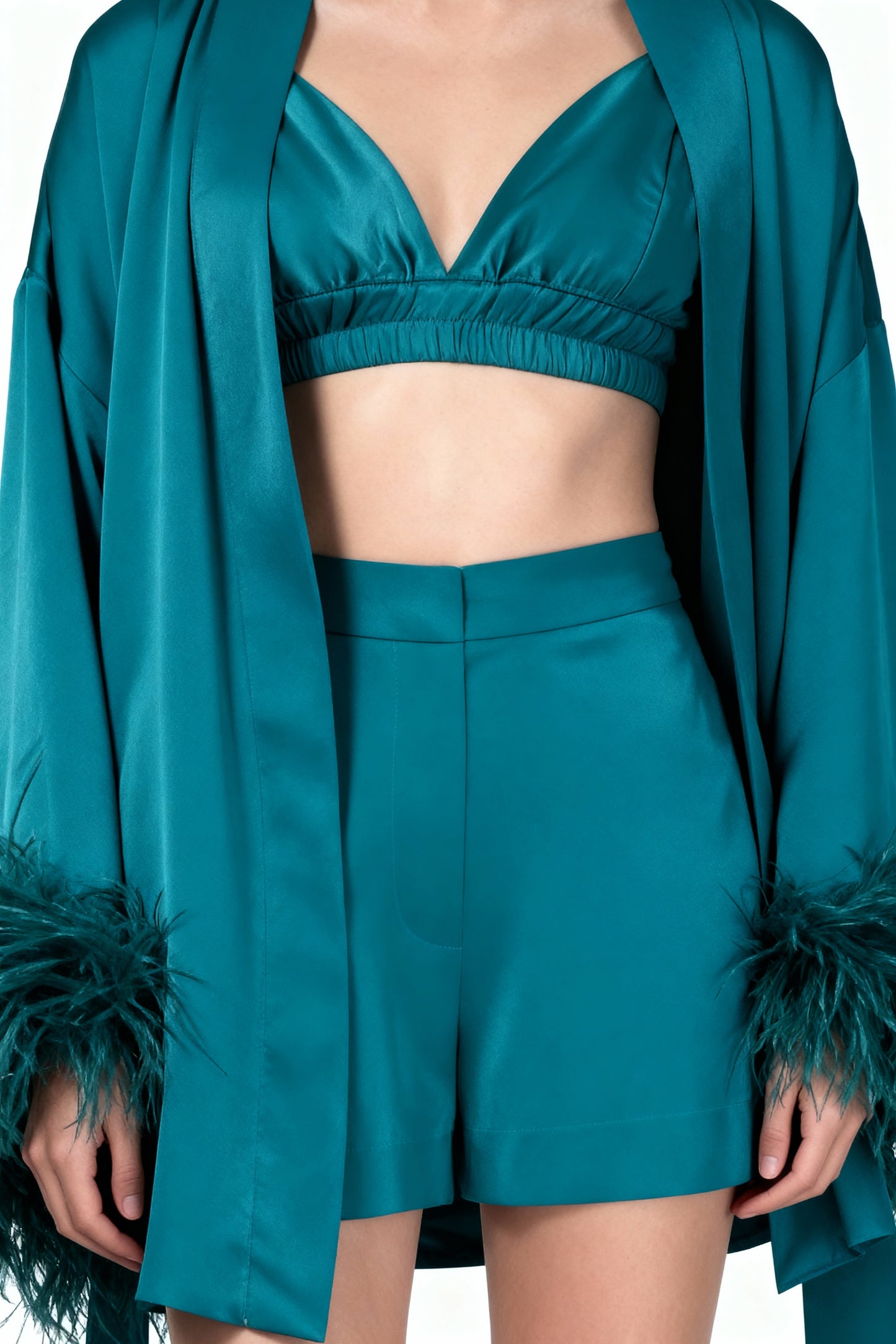 Lagoon Teal Kimono and Shorts Set