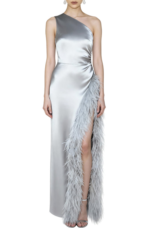Ice Silver One-Shoulder Dress