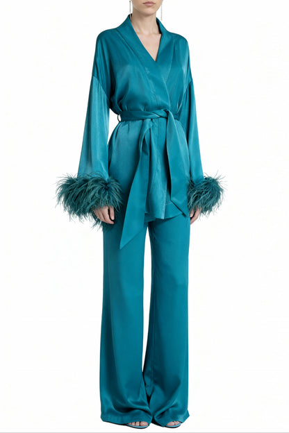 Lagoon Teal Kimono Set