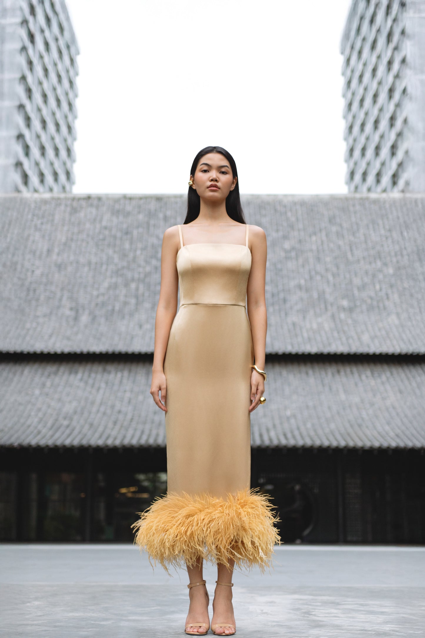 Soft Gold Pencil Dress