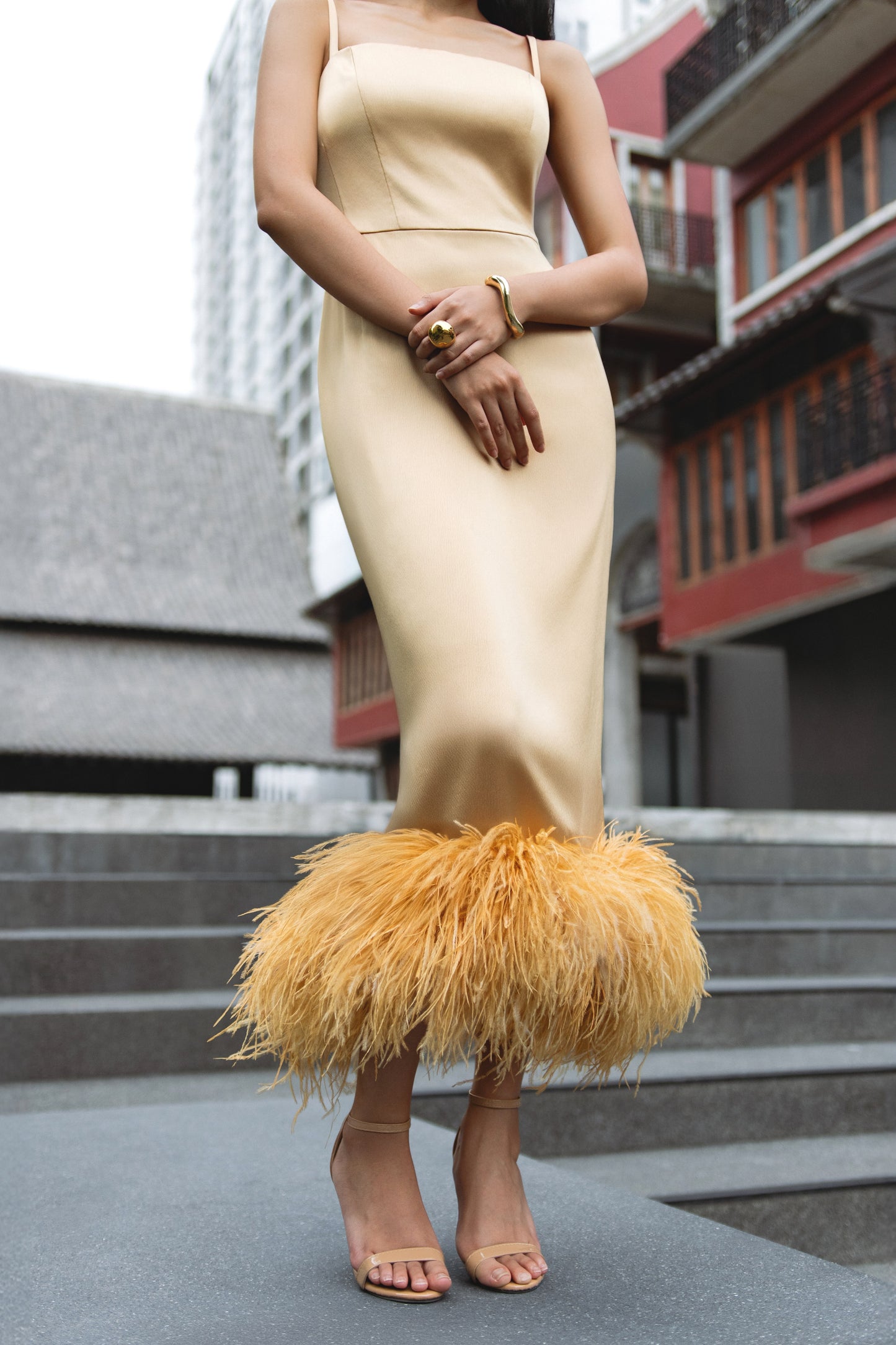 Soft Gold Pencil Dress