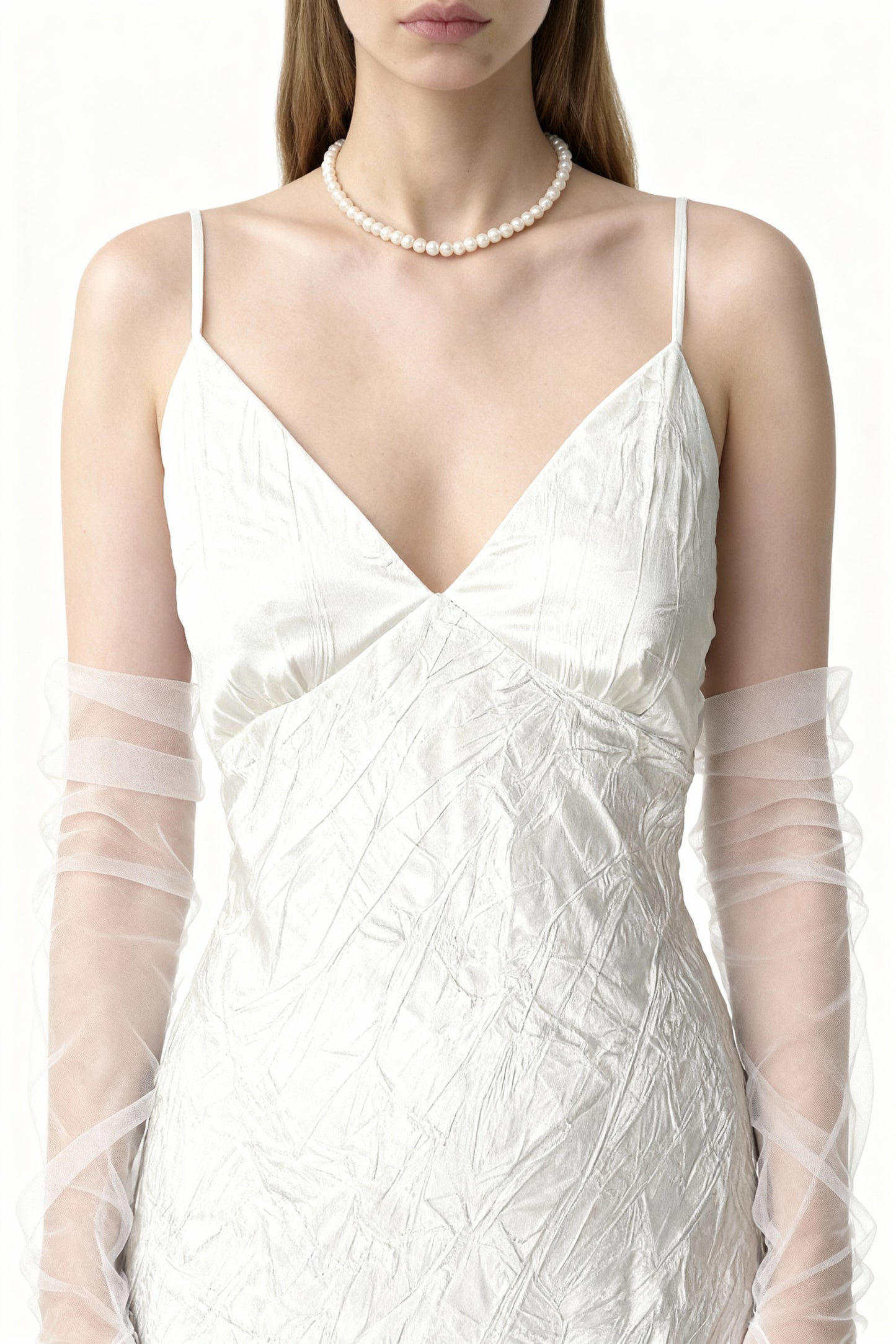 Textured White Slip Dress