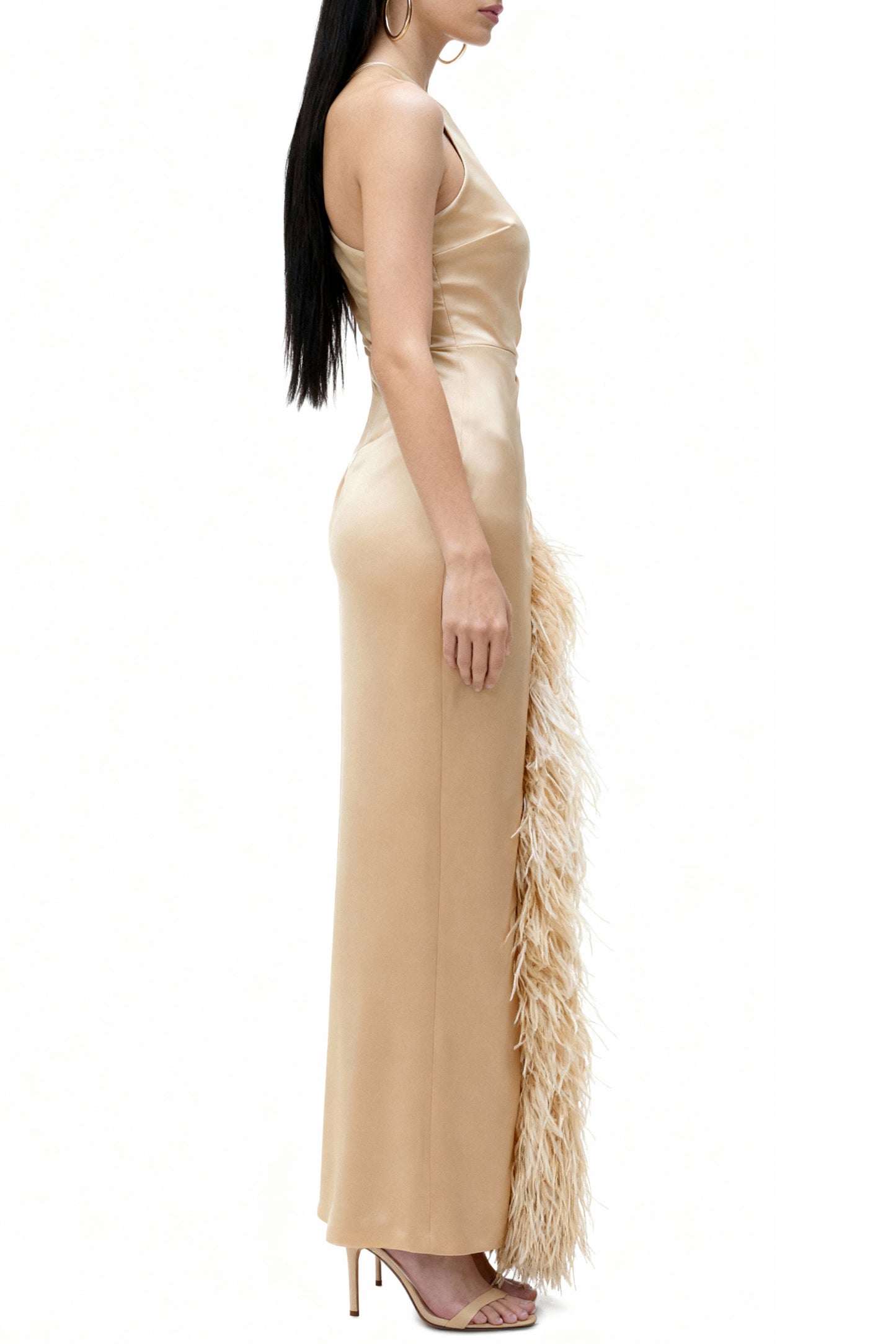 Soft Gold One-Shoulder Dress