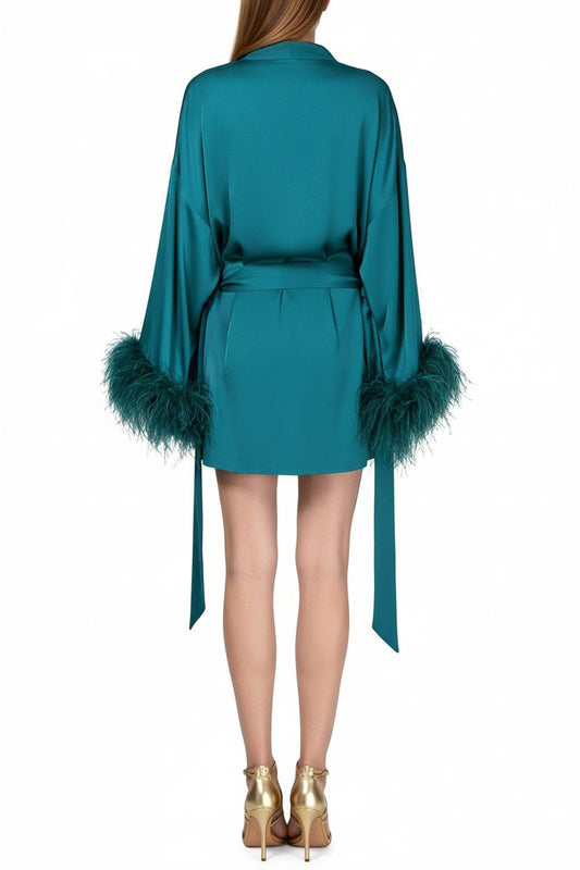 Lagoon Teal Kimono and Shorts Set