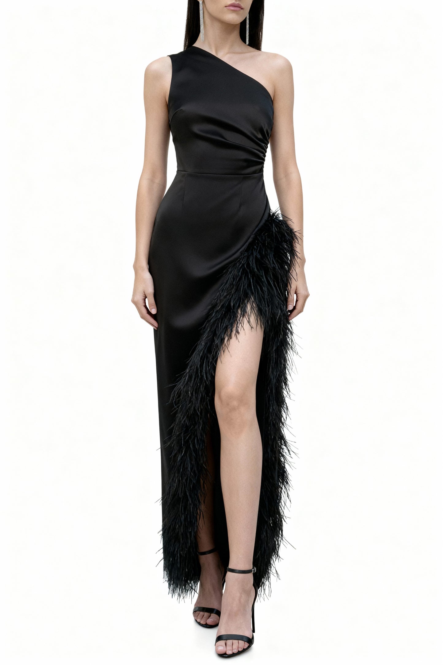 Volcanic Black One-Shoulder Dress