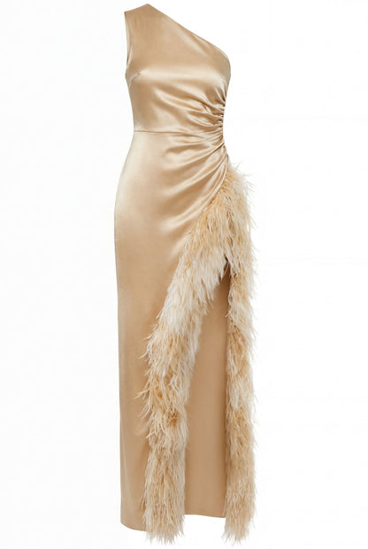 Soft Gold One-Shoulder Dress