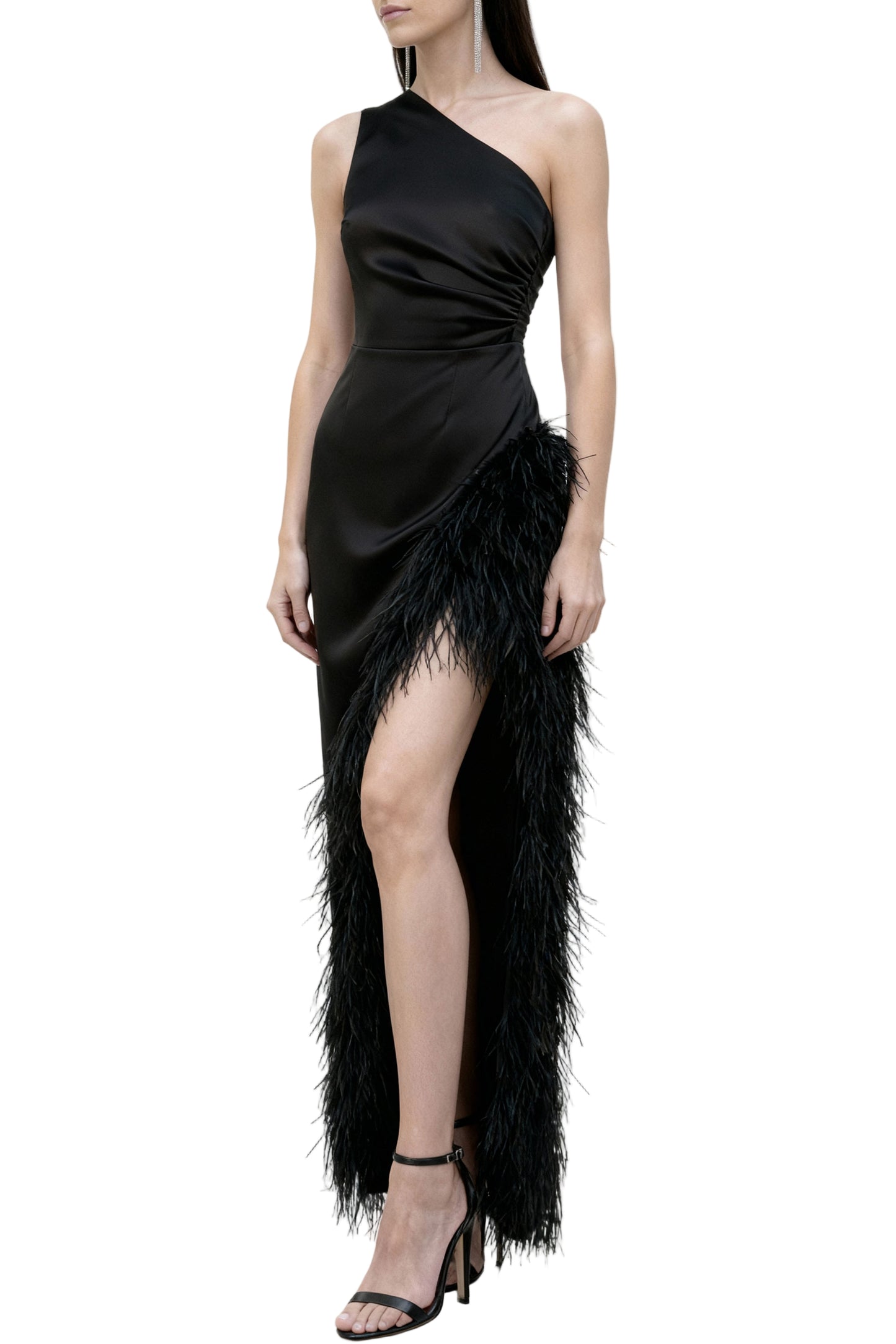 Volcanic Black One-Shoulder Dress