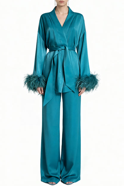 Lagoon Teal Kimono Set