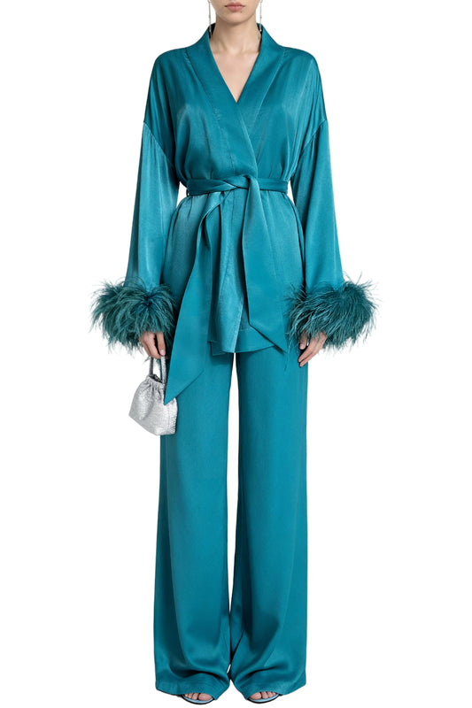 Lagoon Teal Kimono Set